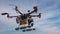 Custom hexacopter drone flies in the sky