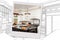 Custom Kitchen Drawing With Photo Picture Frame Containing Finished Construction