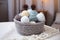 custom-made crochet basket with yarn balls