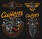 Custom motorcycle vintage colorful emblems