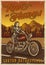 Custom motorcycle vintage colorful poster