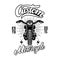 Custom motorcycles. Emblem template with motor bike. Design element for logo, label, sign, poster, t shirt.