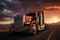 Custom semi truck on open road. Generative AI