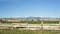 Custom wood fence and snow covered Idaho mountains