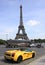 Customer driving a rental Lamborghini near Eiffel Tower