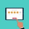 Customer feedback and rating 5 stars concept, satisfaction review to increase product improvement and business development