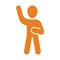Customer, gentleman, hand up icon. Orange color vector EPS