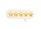 Customer review 3d render illustration - five golden stars on speech bubble.