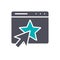 Customer satisfaction email, webpage with star colored icon. Feedback, online voting, star rating in message symbol