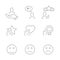 Customer satisfaction line icons on white background