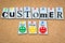 Customer satisfaction survey with smiley faces on wooden cork or panel
