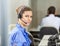 Customer Service Executive Wearing Headset At Call
