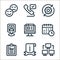 customer service line icons. linear set. quality vector line set such as networking, information, report, schedule, website,