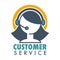 Customer service promotional emblem with woman operator in headset