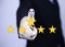 Customer service satisfaction concept. Businessman Hand with thumb up Positive emotion smiley icon. questionnaire for experience