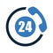 Customer support. calling help, 24 hours active, helpline Icon