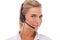Customer support communication, face portrait and woman talk on contact us CRM, telemarketing or call center. Telecom