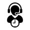 Customer support icon vector with clock symbol and male customer care business service person profile avatar with headphone