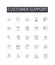 Customer support line icons collection. Client assistance, Patron service, User aid, Consumer help, Guest care, Account