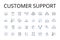 Customer support line icons collection. Client assistance, Patron service, User aid, Consumer help, Guest care, Account