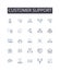 Customer support line icons collection. Comfortable, Practical, Portable, Efficient, Versatile, Sleek, Lightweight