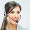 Customer support operator close up portrait. call center smili