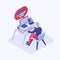 Customer support operator isometric illustration. Male consultant, employee, programmer, project manager, office worker