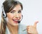 Customer support operator thumb show. call center