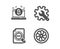 Customisation, Bitcoin and Seo file icons. Fan engine sign. Settings, Cryptocurrency laptop, Search document. Vector