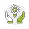 Customized solutions icon. Hands on innovation graphic. Collaborative problem solving symbol. Tailored solutions teamwork.