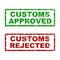 Customs approved and rejected rubber stamp