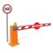 Customs control sign, stop sign, barrier.