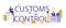 Customs control typographic header. Passport control officer working