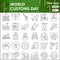 Customs line icon set, security check symbols collection or sketches. Border control thin line linear style signs for