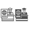 Customs officer line and solid icon, airlines concept, customs control vector sign on white background, customs control