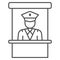 Customs officer in the office, passport controll thin line icon, security concept, CBP vector sign on white background