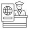 Customs officer thin line icon, airlines concept, customs control vector sign on white background, customs control