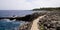 Customs pathway stone to mediterranean beach sea coast at Antibes in France