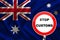 Customs sign, stop, attention on the background of the silk national flag of Australia, the concept of border and customs control