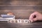 Customs. wooden letters on the office desk