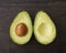 Cut Avocado halves with seed