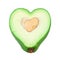 Cut avocado shaped like heart