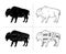 Cut of Bison set. Poster Butcher diagram - Bison. Vintage typographic hand-drawn.