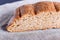 Cut buckwheat bread on linen napkin