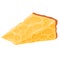 Cut cheese piece. Fresh, nutritious Dutch cheese. Dairy products.