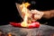 Cut chili pepper burning with a bright flame