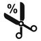 Cut credit percent icon, simple style