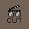 CUT Film Multimedia Entertainment Sunglasses Design Logo Vector Template Wallpaper Simple