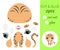 Cut and glue baby lynx. Educational paper game for preschool children