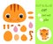 Cut and glue baby sitting cat. Educational paper game for preschool children